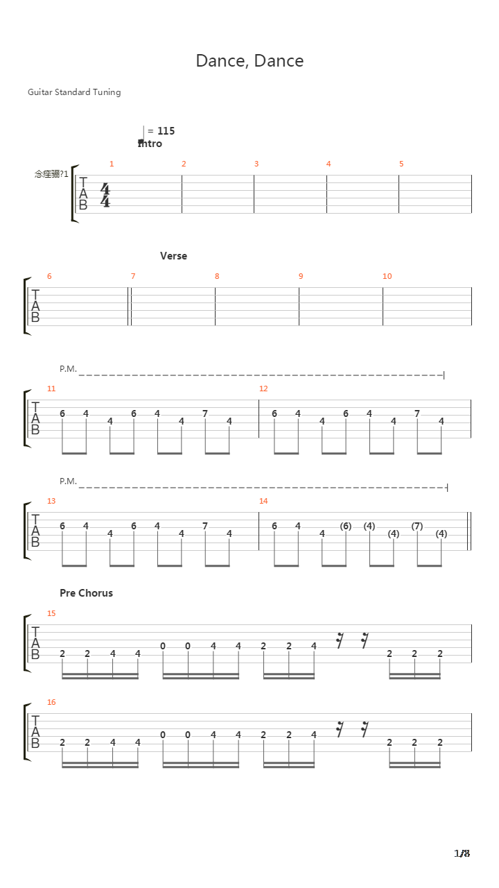 Dance Dance吉他谱