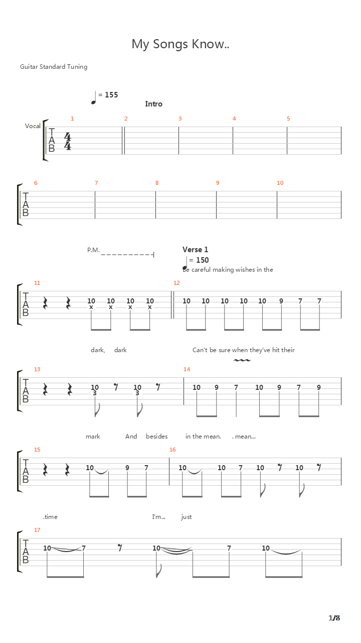 My Songs Know What You Did In The Dark吉他谱