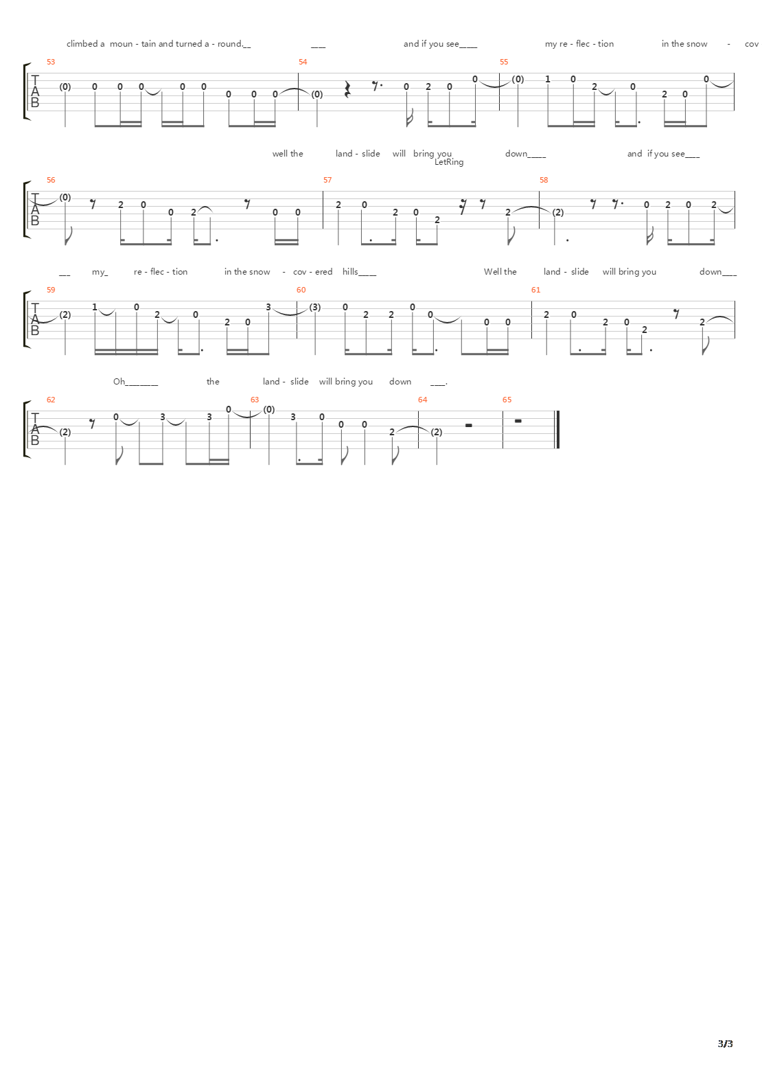 Landslide吉他谱