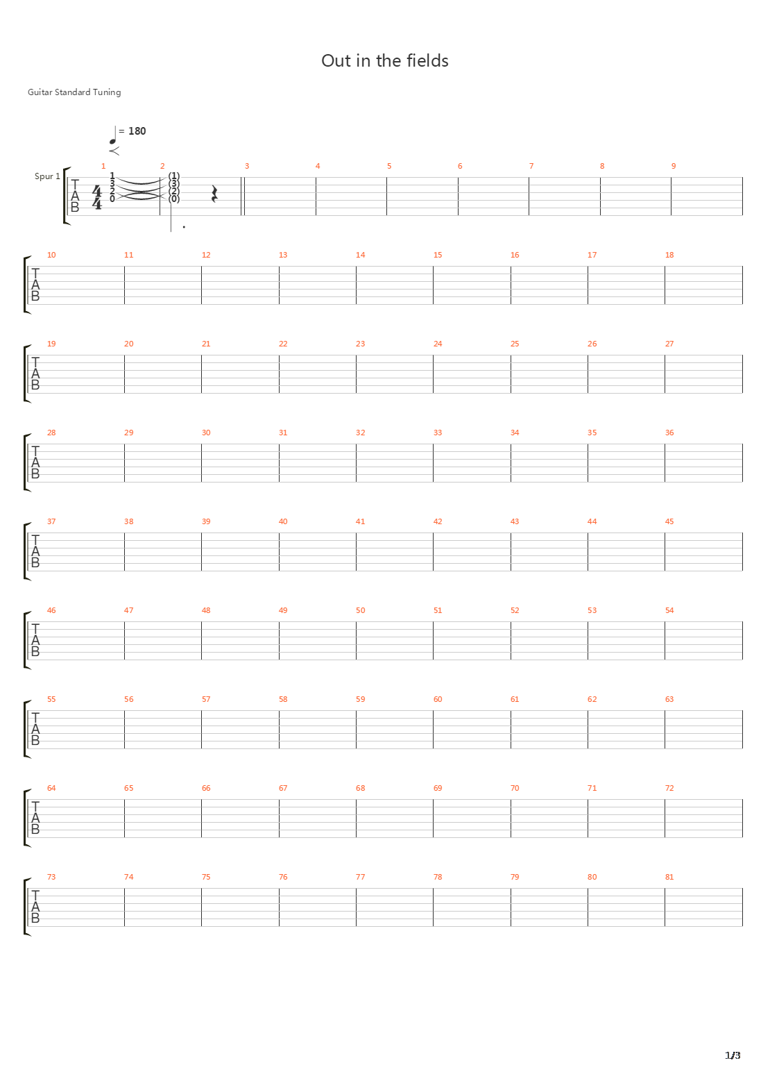 Out In The Fields吉他谱