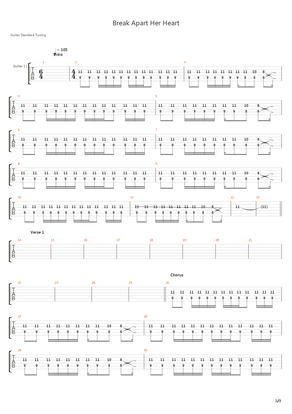 Break Apart Her Heart吉他谱