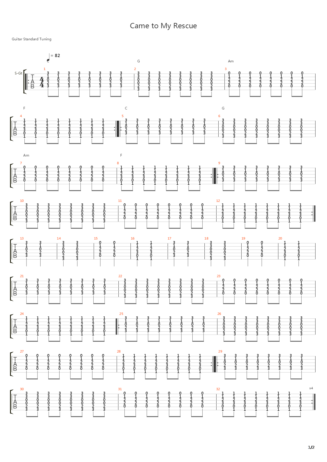 Came To My Rescue吉他谱