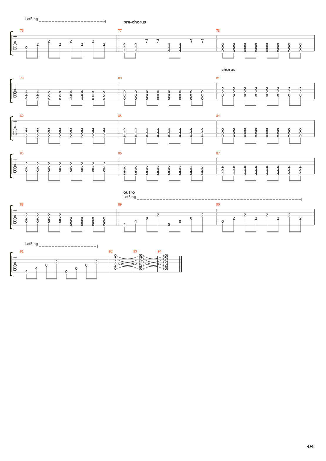 Work吉他谱