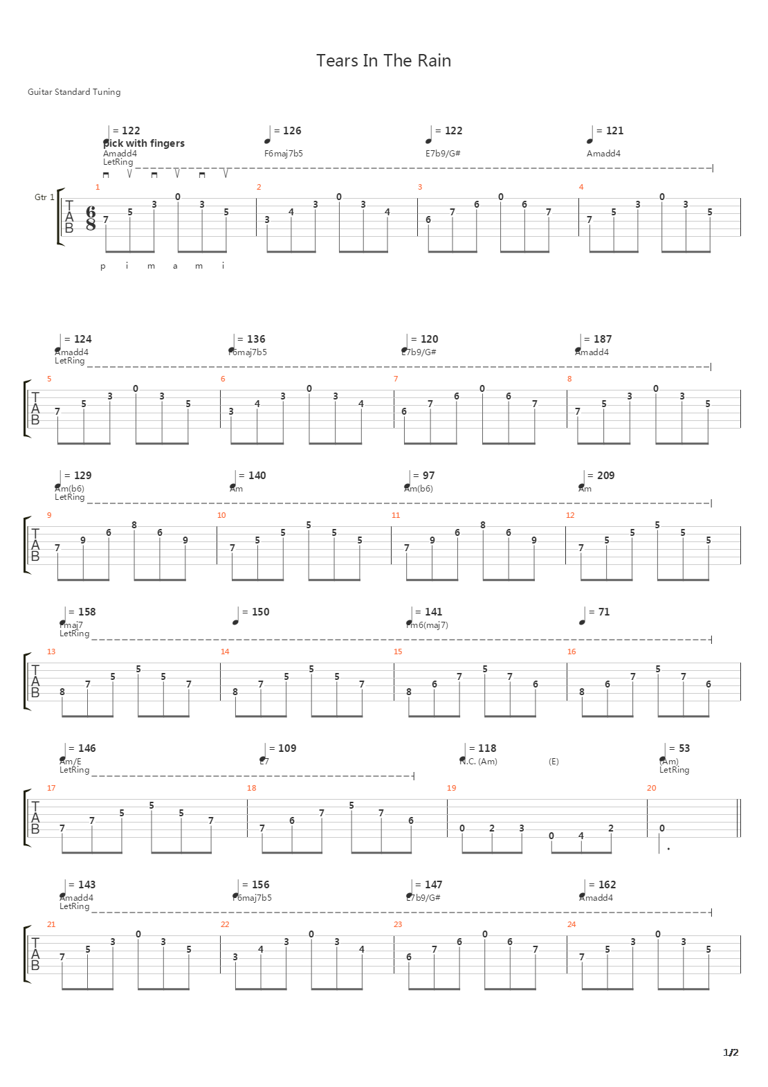 Tears In The Rain吉他谱