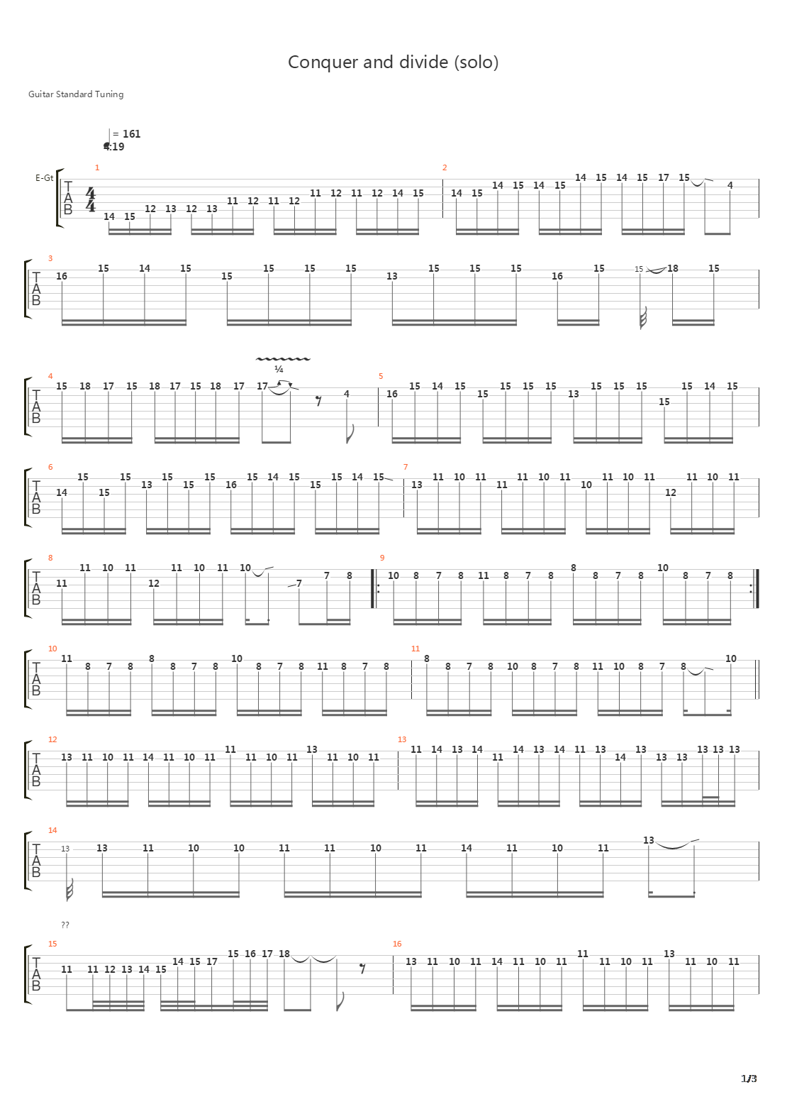 Conquer And Divide Solo 0417吉他谱