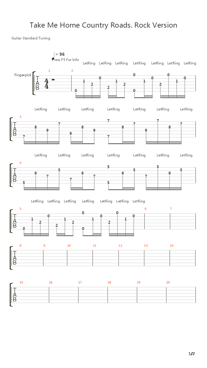 Take Me Home Country Roads吉他谱
