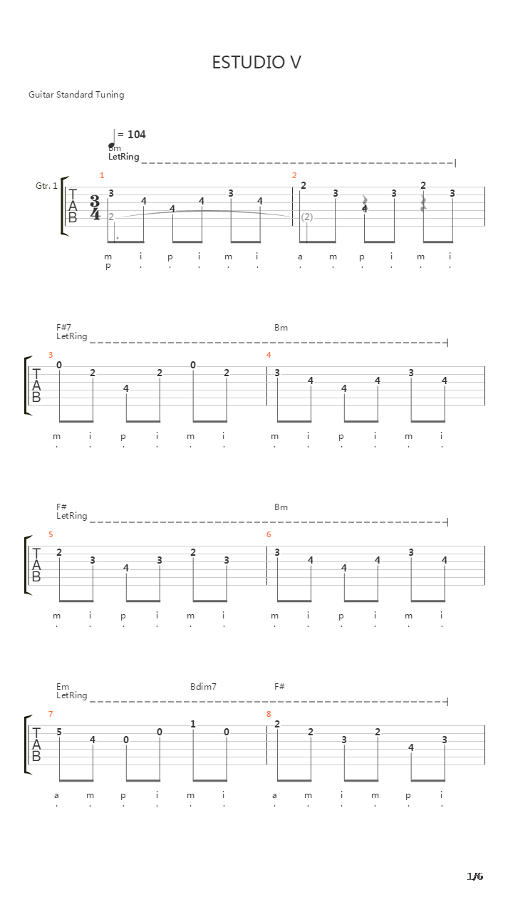 Estudio 5 - Fernando Sor Op 35 No 22吉他谱