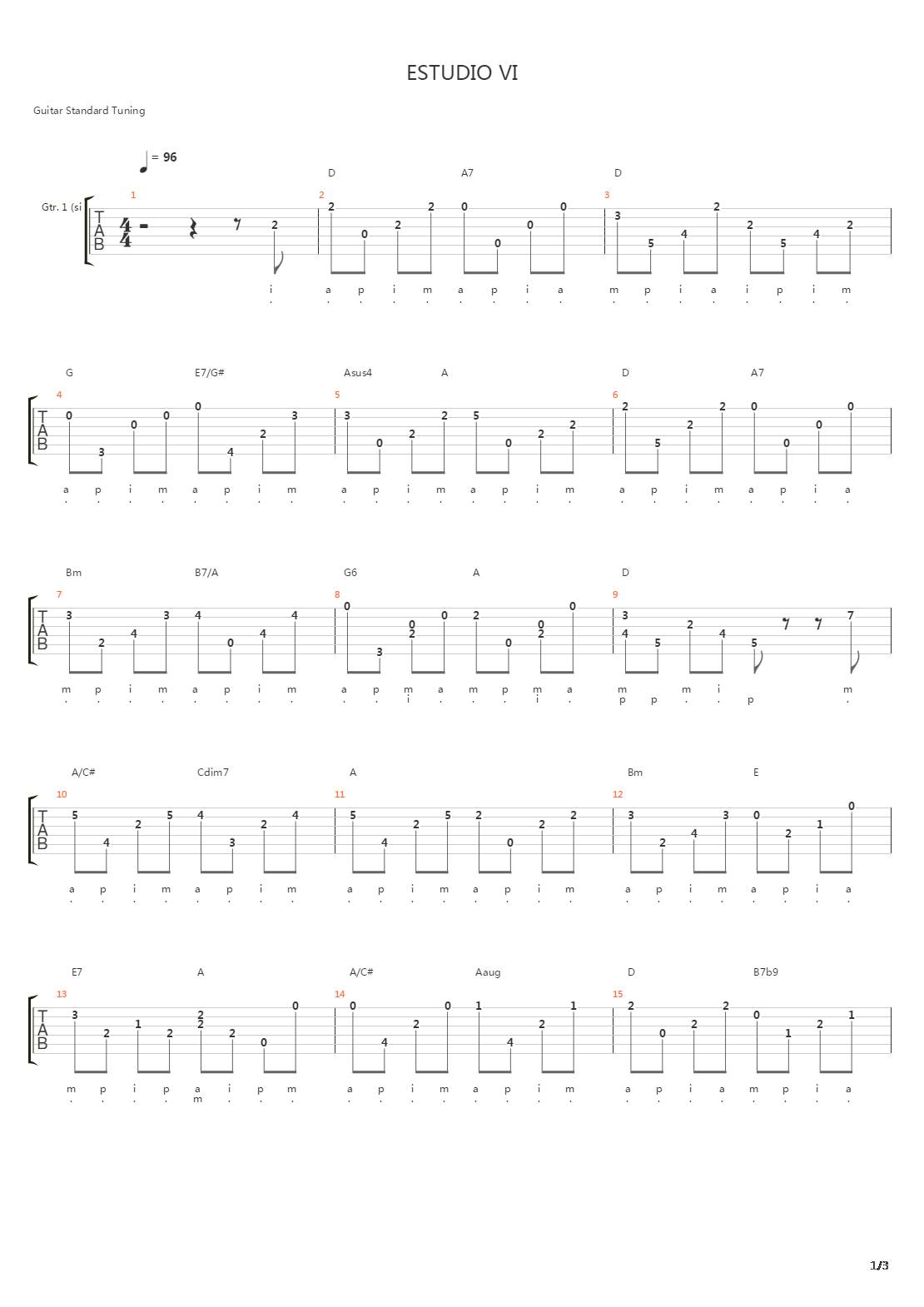 Estudio 6 - Fernando Sor Op 35 No 1吉他谱