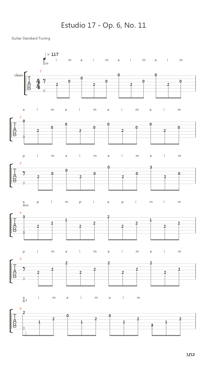 Estudio 17 - Fernando Sor Op 6 No 11吉他谱