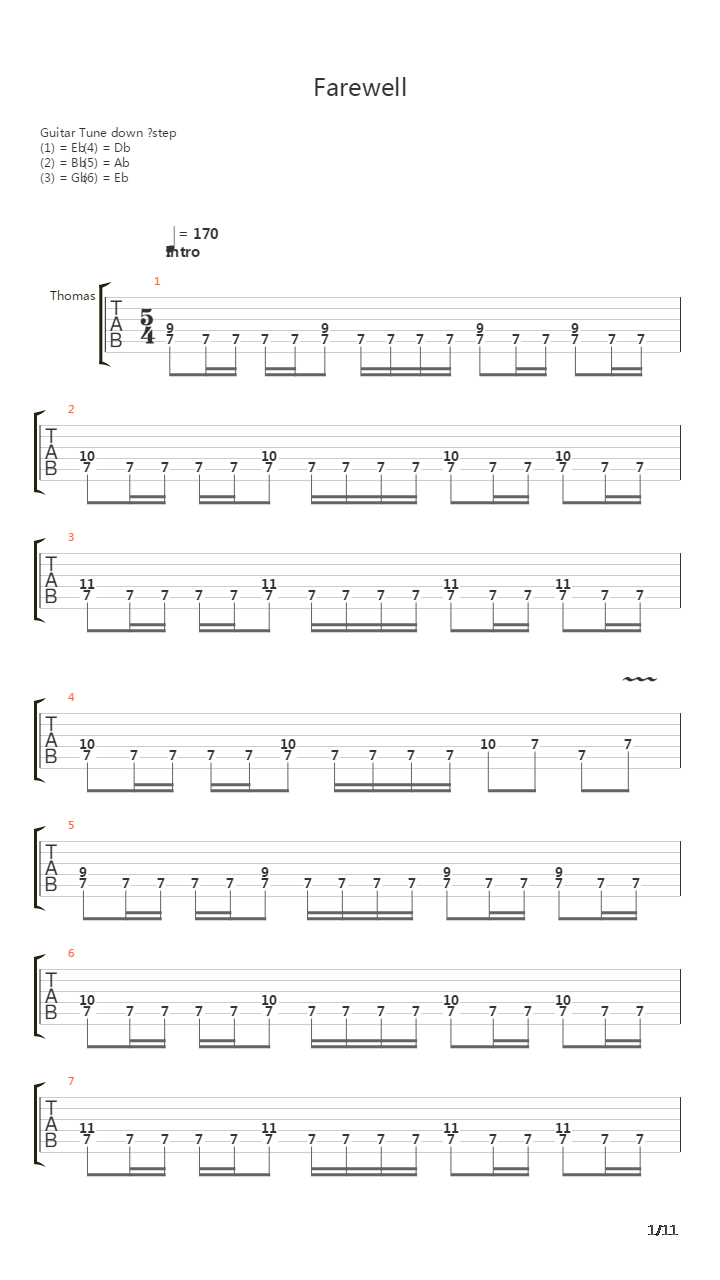 Farewell吉他谱