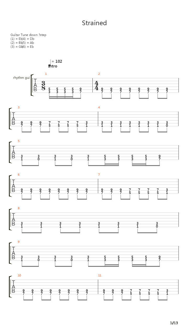 Strained吉他谱