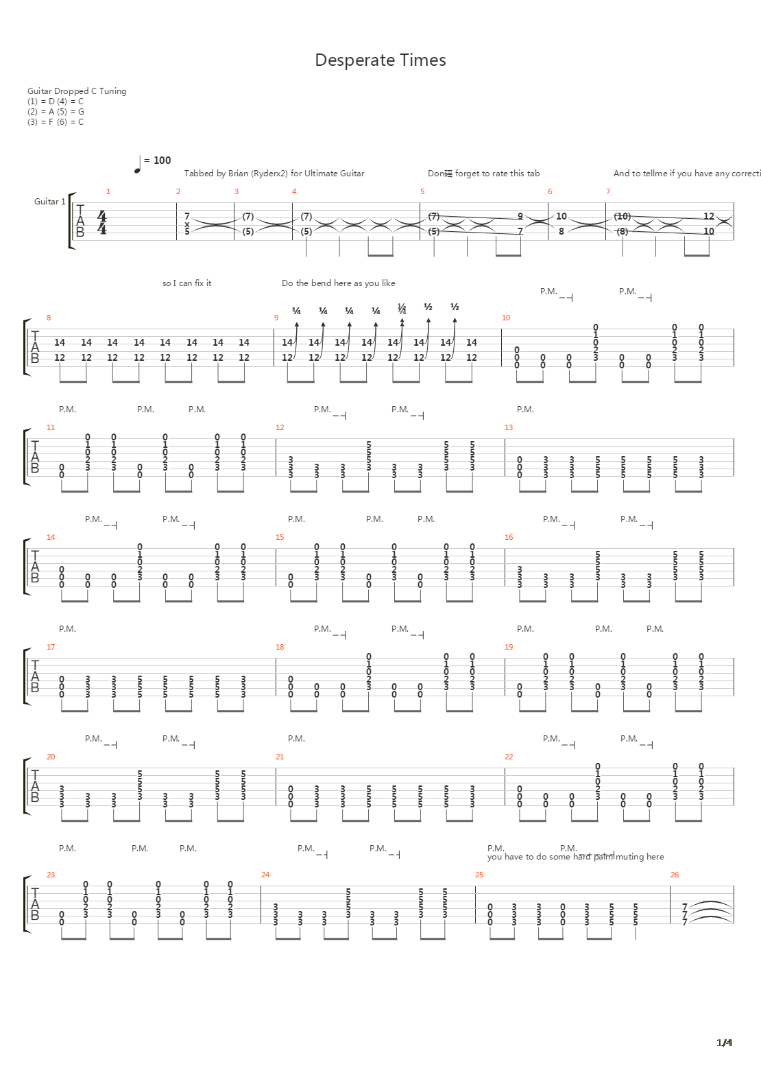 Desperate Times吉他谱
