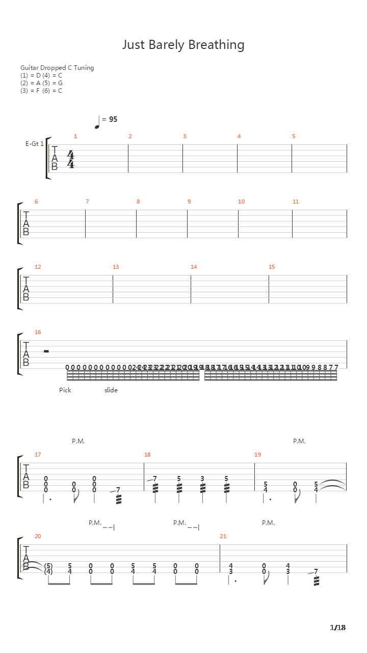 Just Barely Breathing吉他谱
