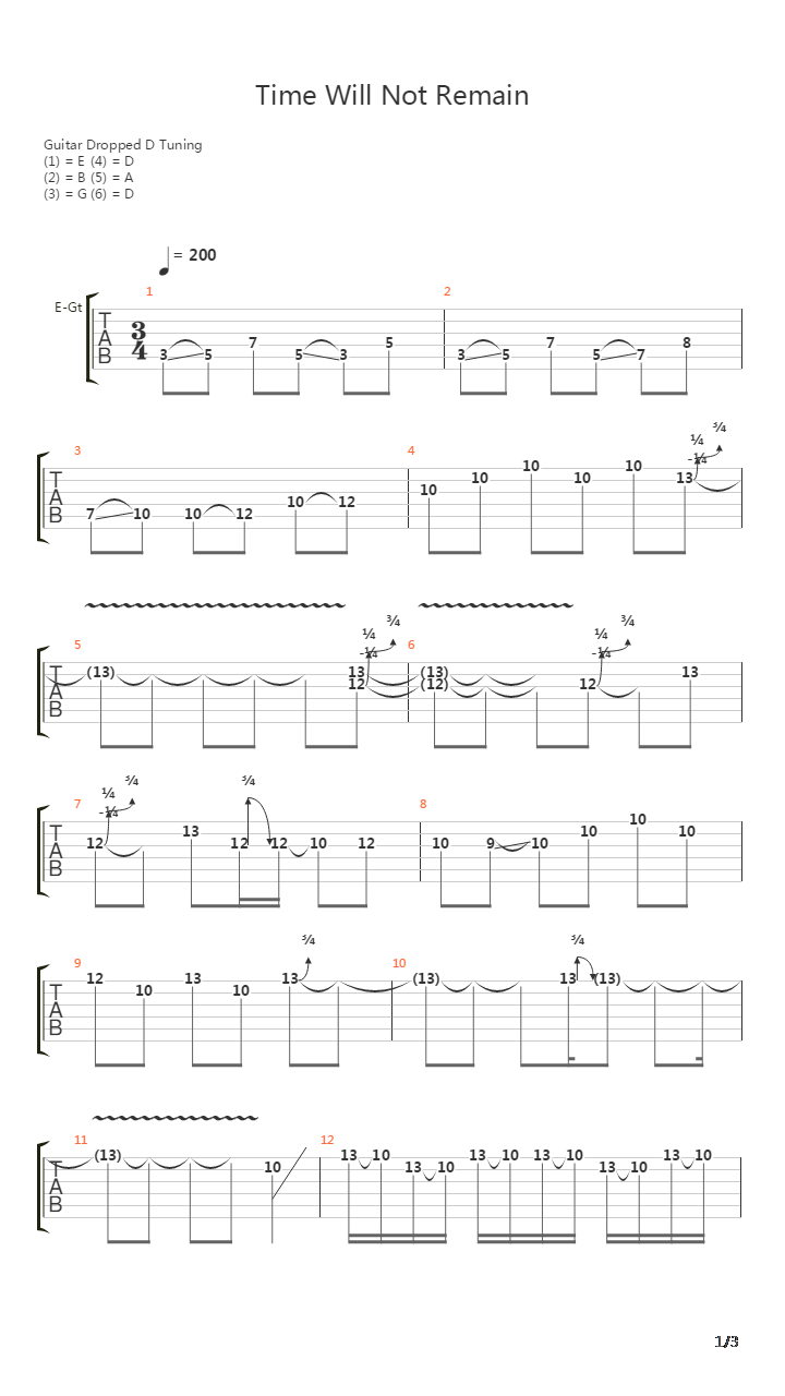 Time Will Not Remain吉他谱