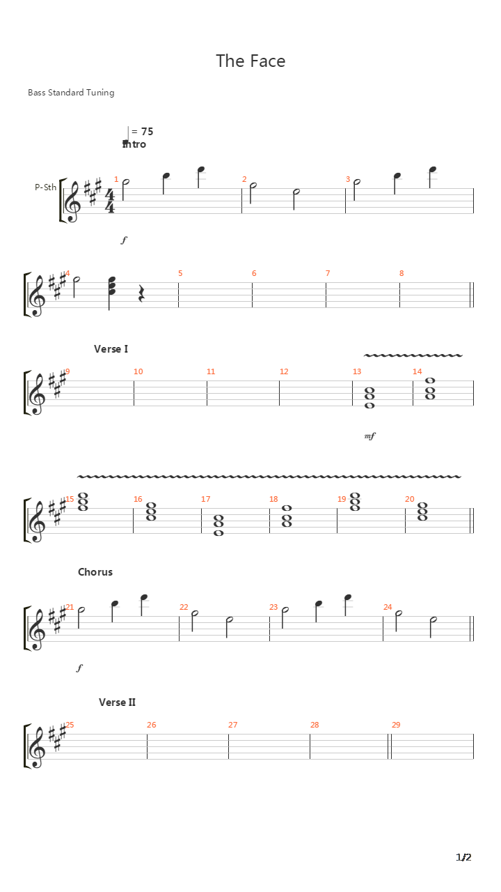 The Face吉他谱