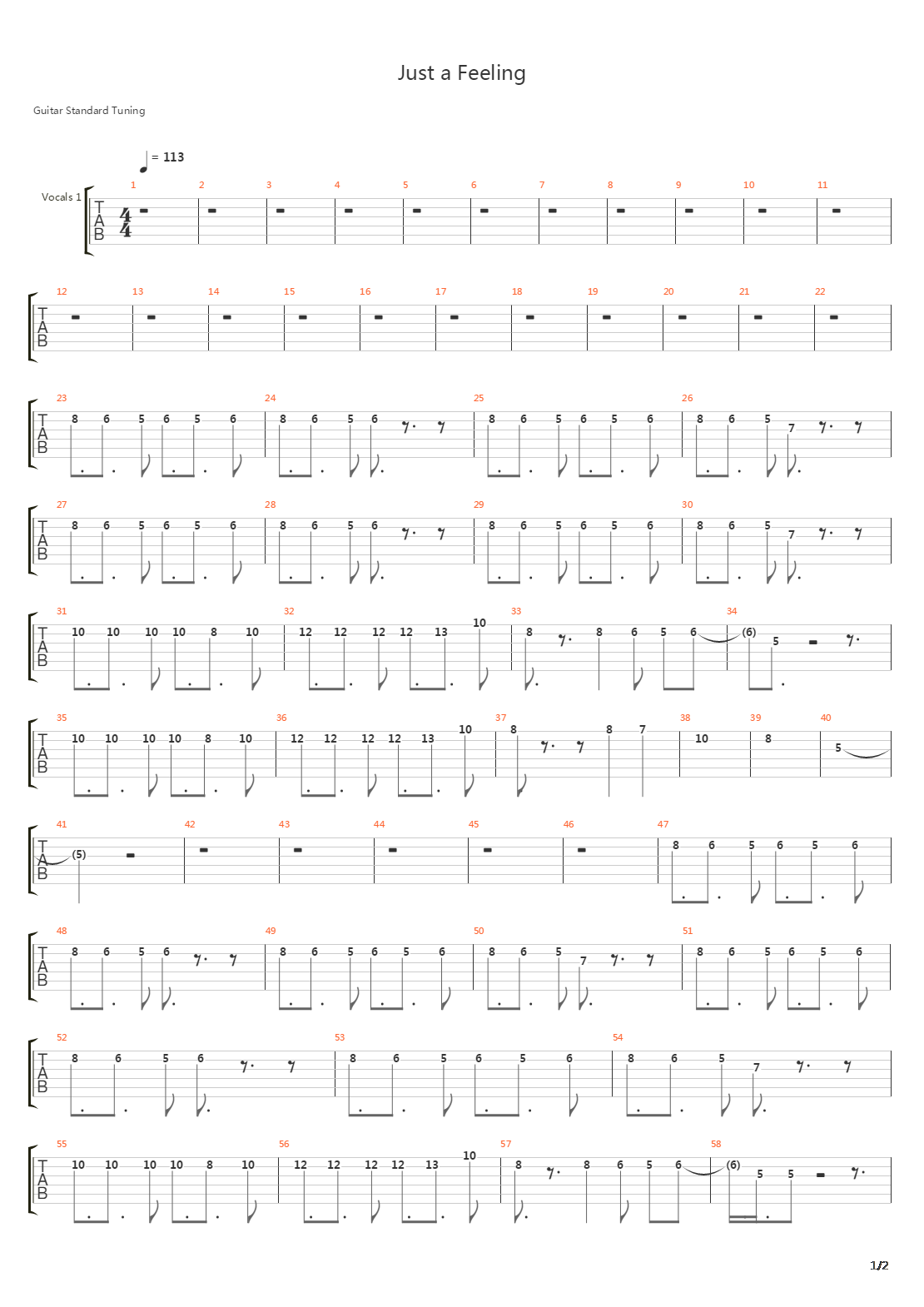 Just A Feeling吉他谱