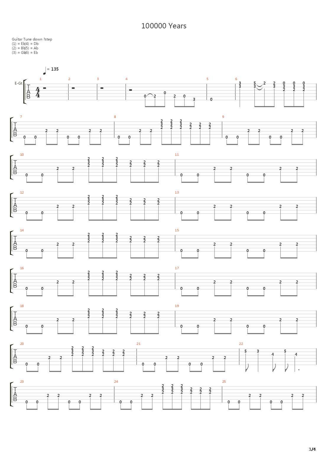 100 000 Years吉他谱