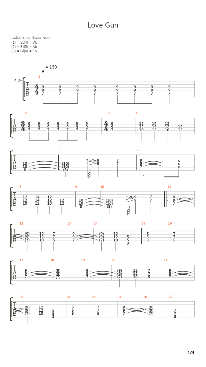 Love Gun吉他谱