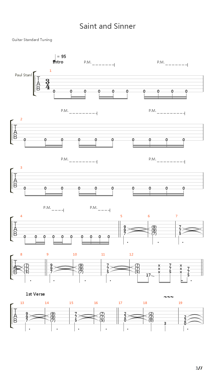 Saint And Sinner吉他谱