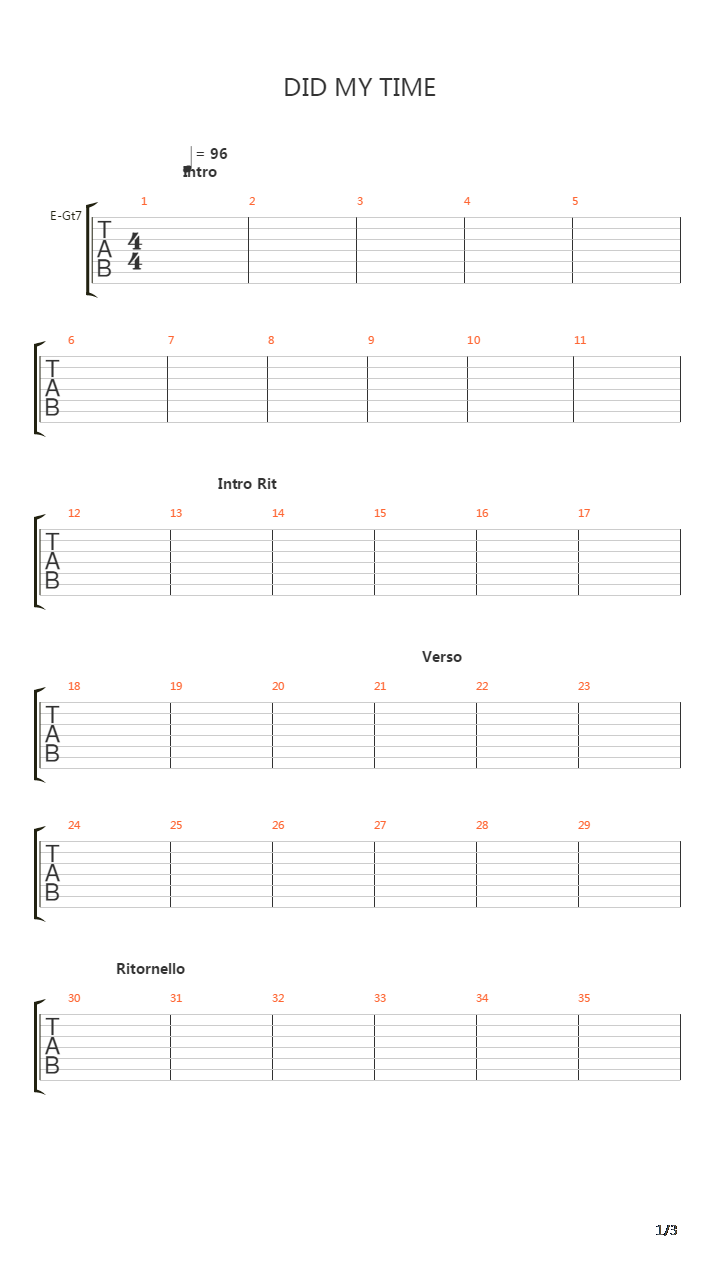 Did My Time吉他谱