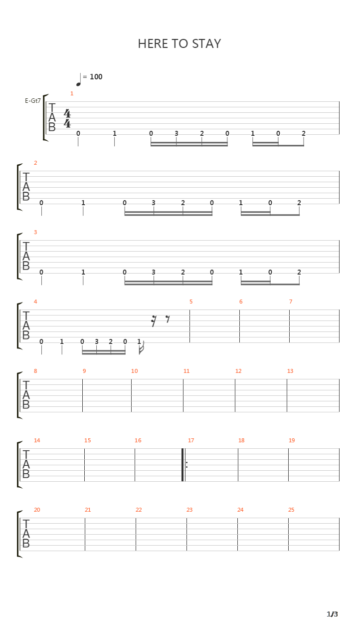 Here To Stay吉他谱