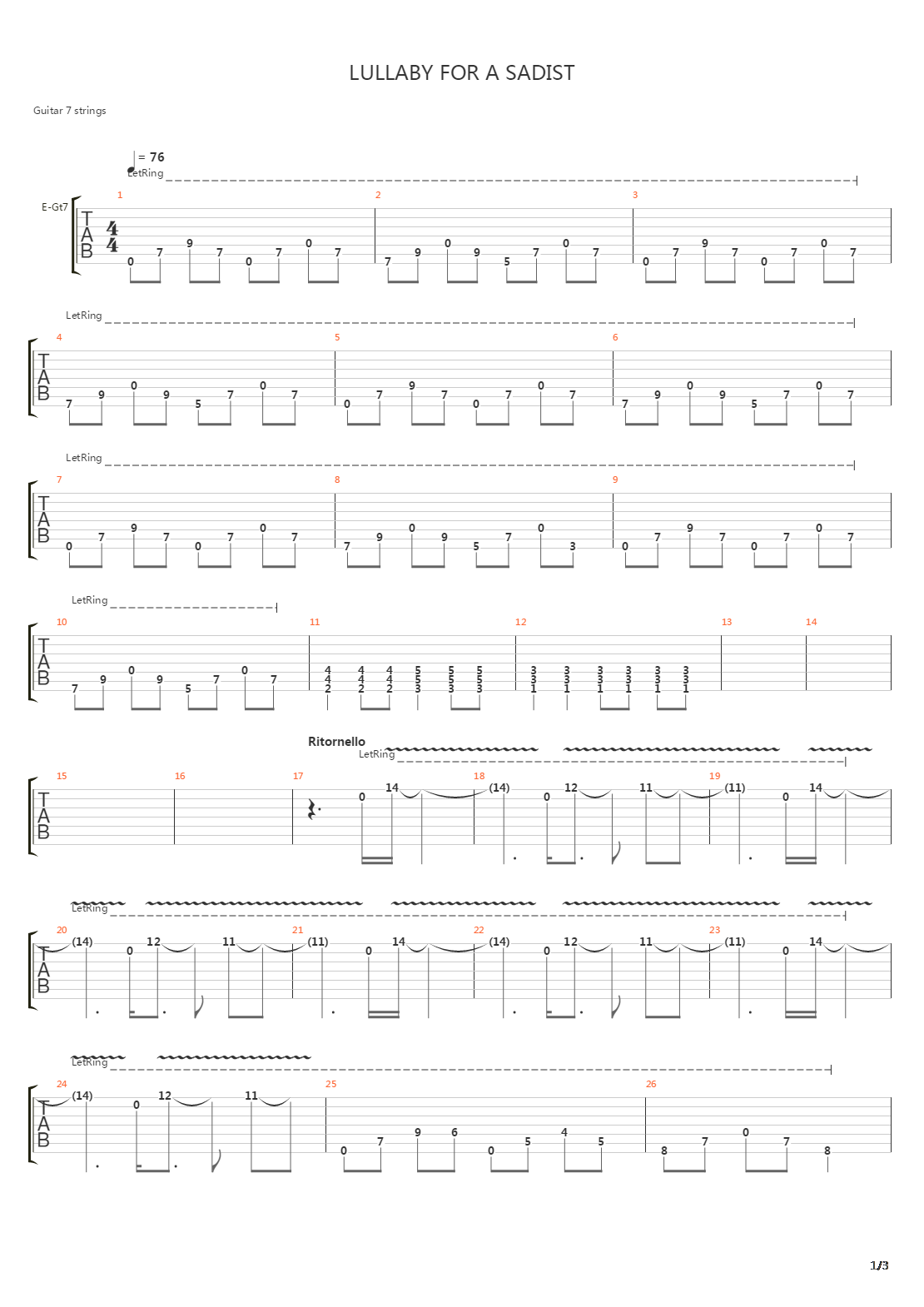 Lullaby For A Sadist吉他谱