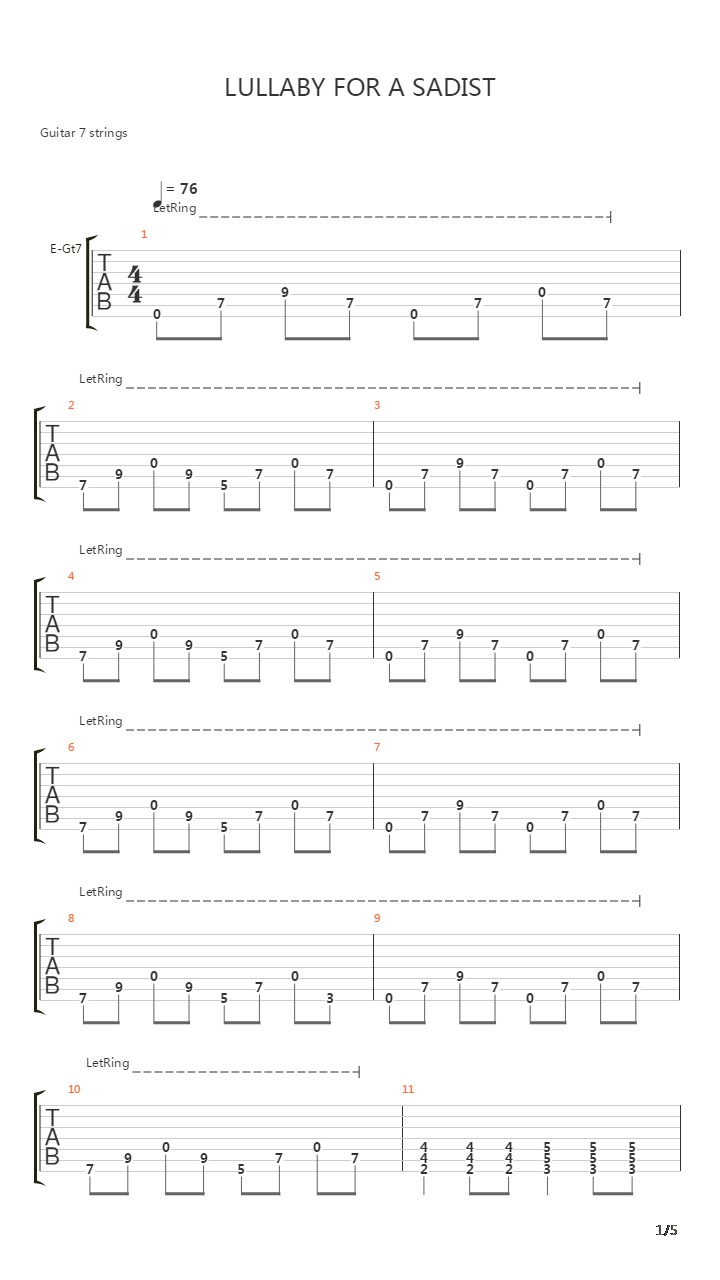 Lullaby For A Sadist吉他谱