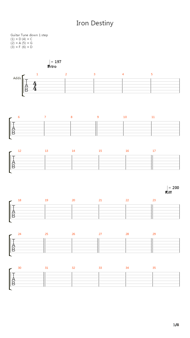 Iron Destiny吉他谱
