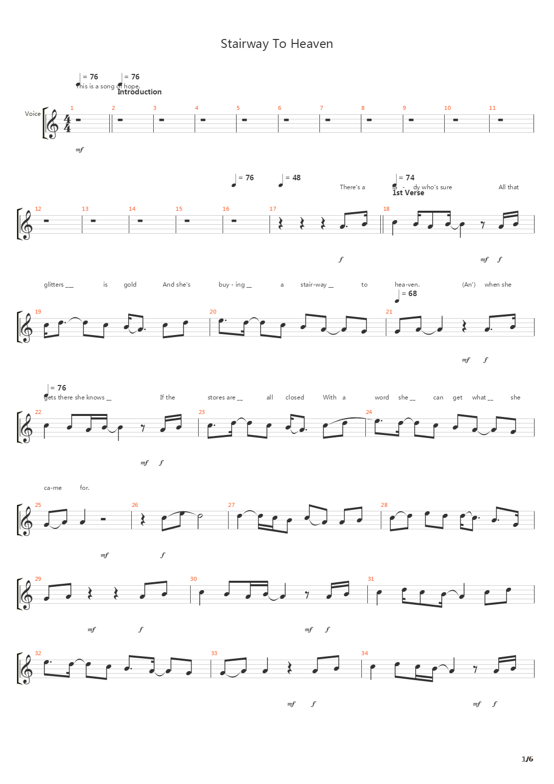 Stairway To Heaven吉他谱