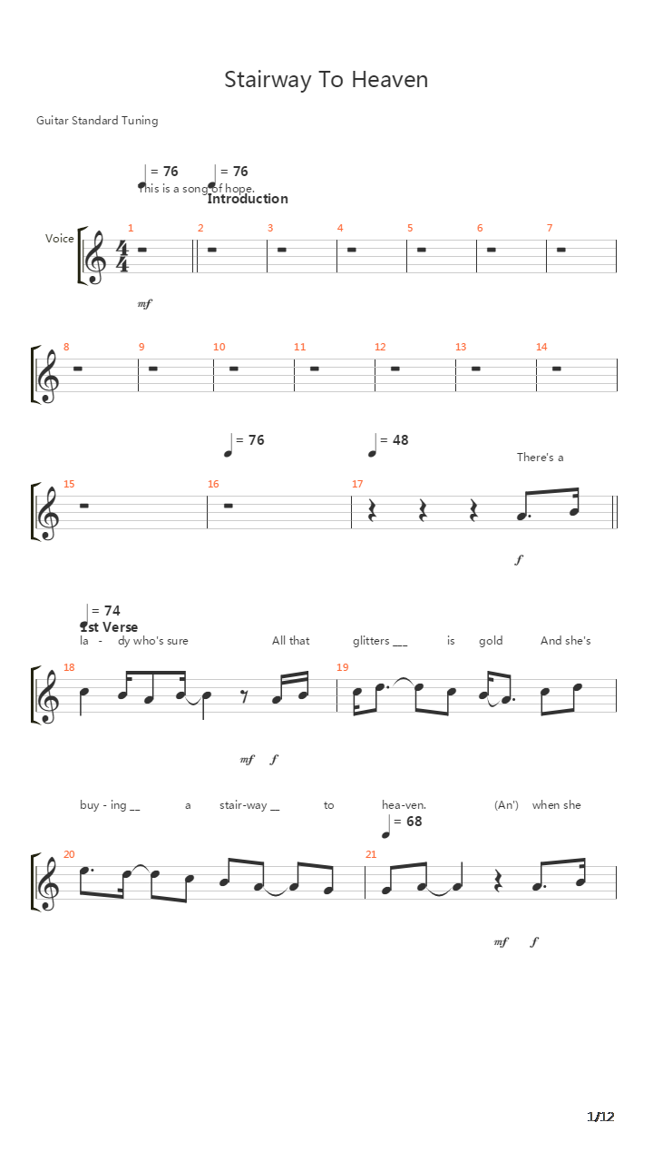 Stairway To Heaven吉他谱