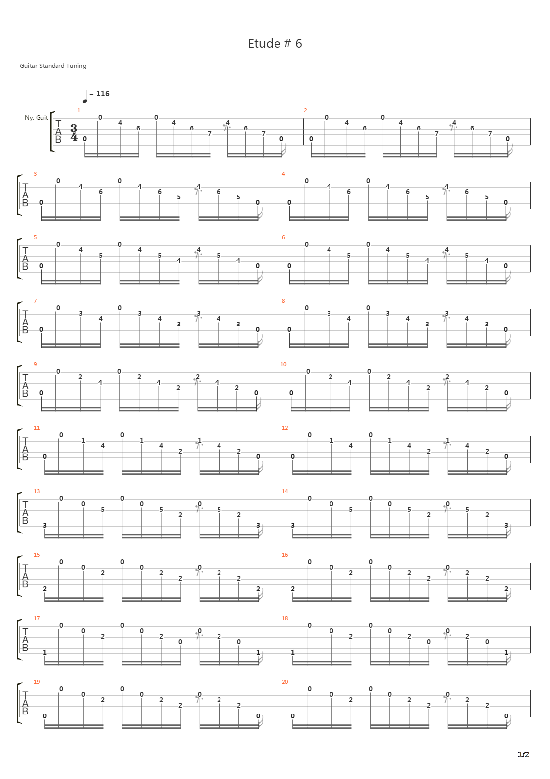 Etude Simples No 6吉他谱
