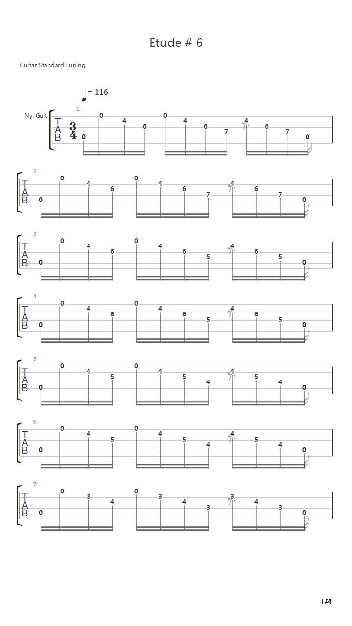 Etude Simples No 6吉他谱