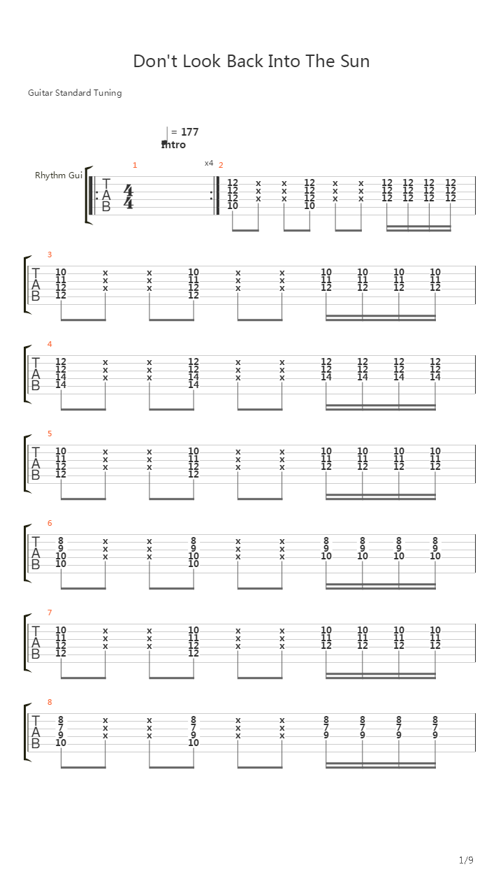 Dont Look Back Into The Sun吉他谱