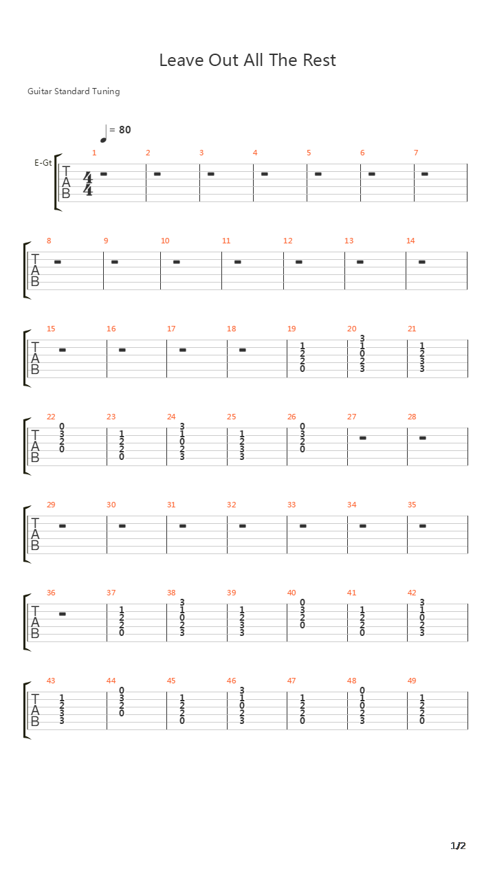 Leave Out All The Rest吉他谱