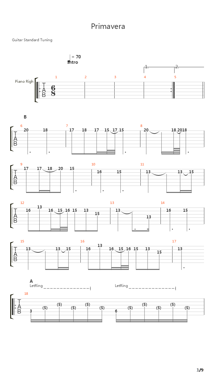 Primavera吉他谱