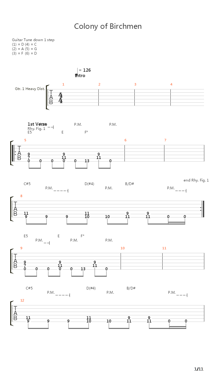 Colony Of Birchmen吉他谱