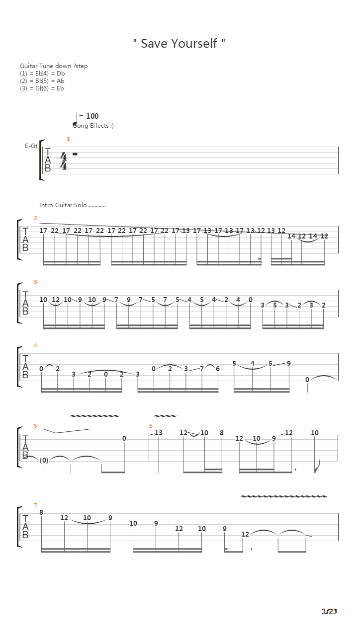 Save Yourself吉他谱