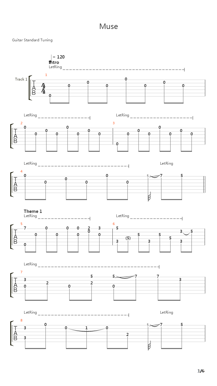 Muse吉他谱
