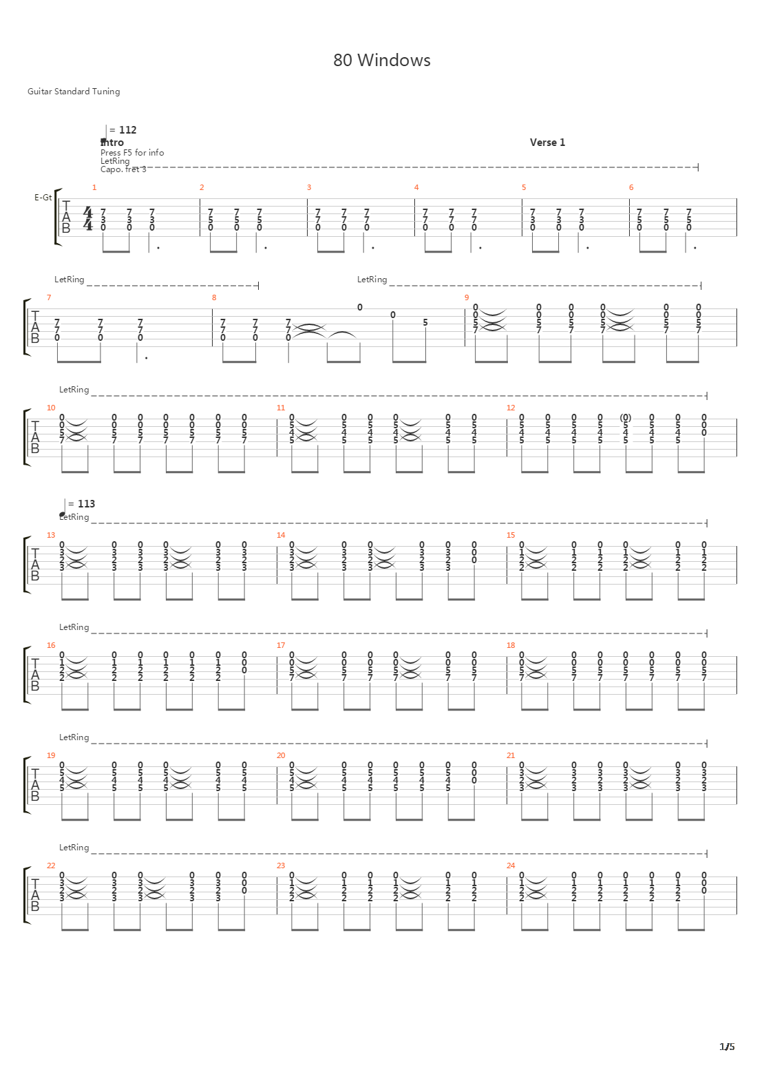 80 Windows吉他谱