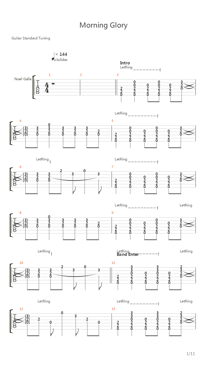 Morning Glory吉他谱