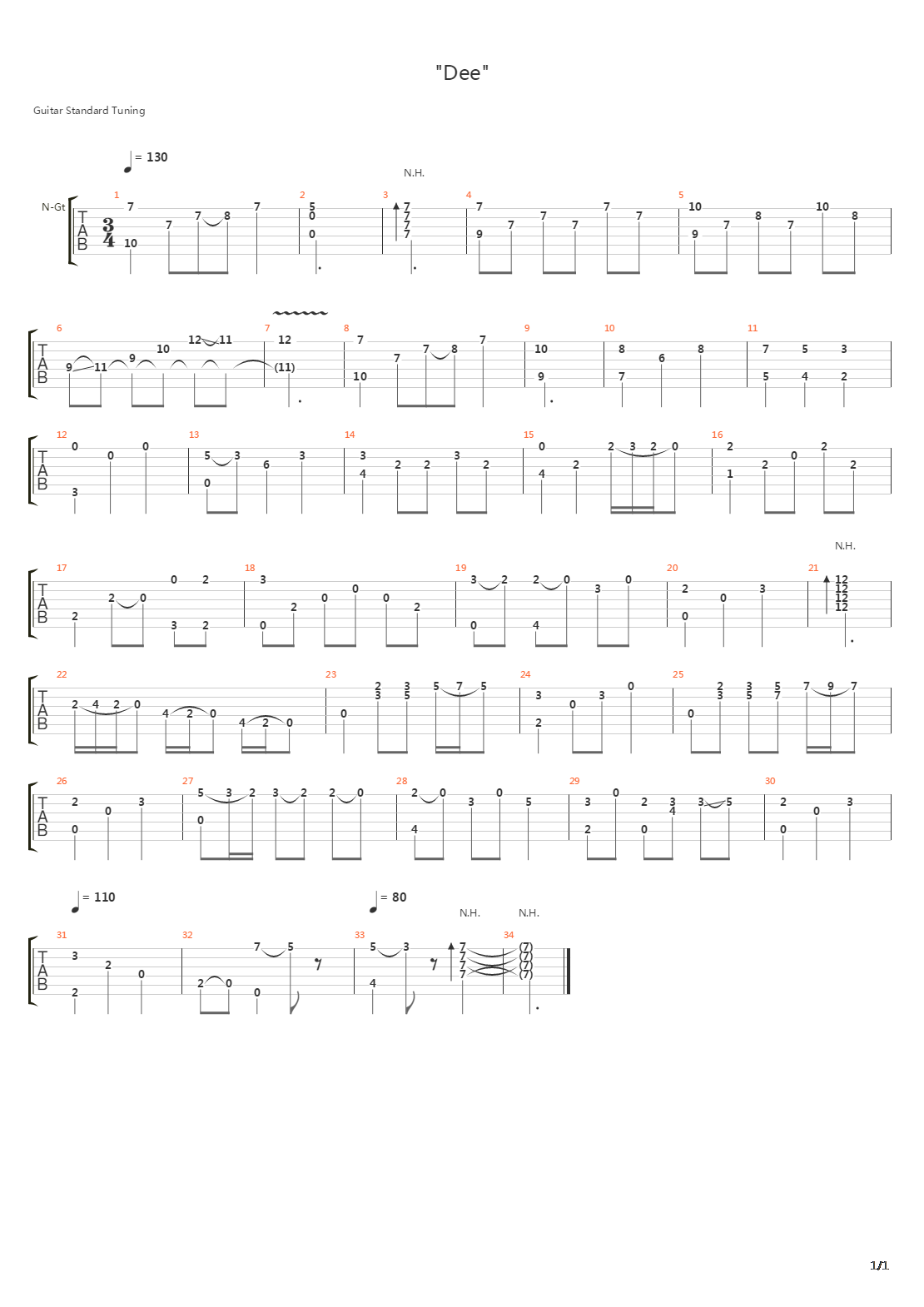 Dee吉他谱