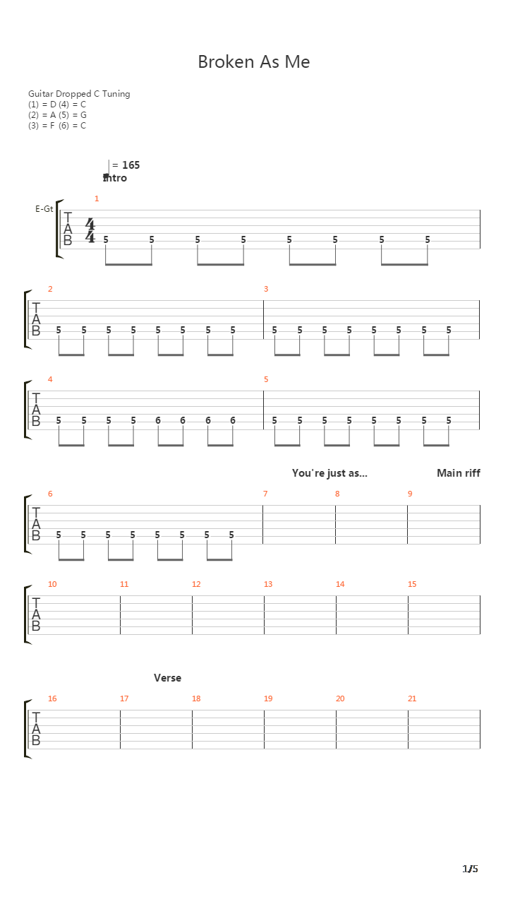 Broken As Me吉他谱
