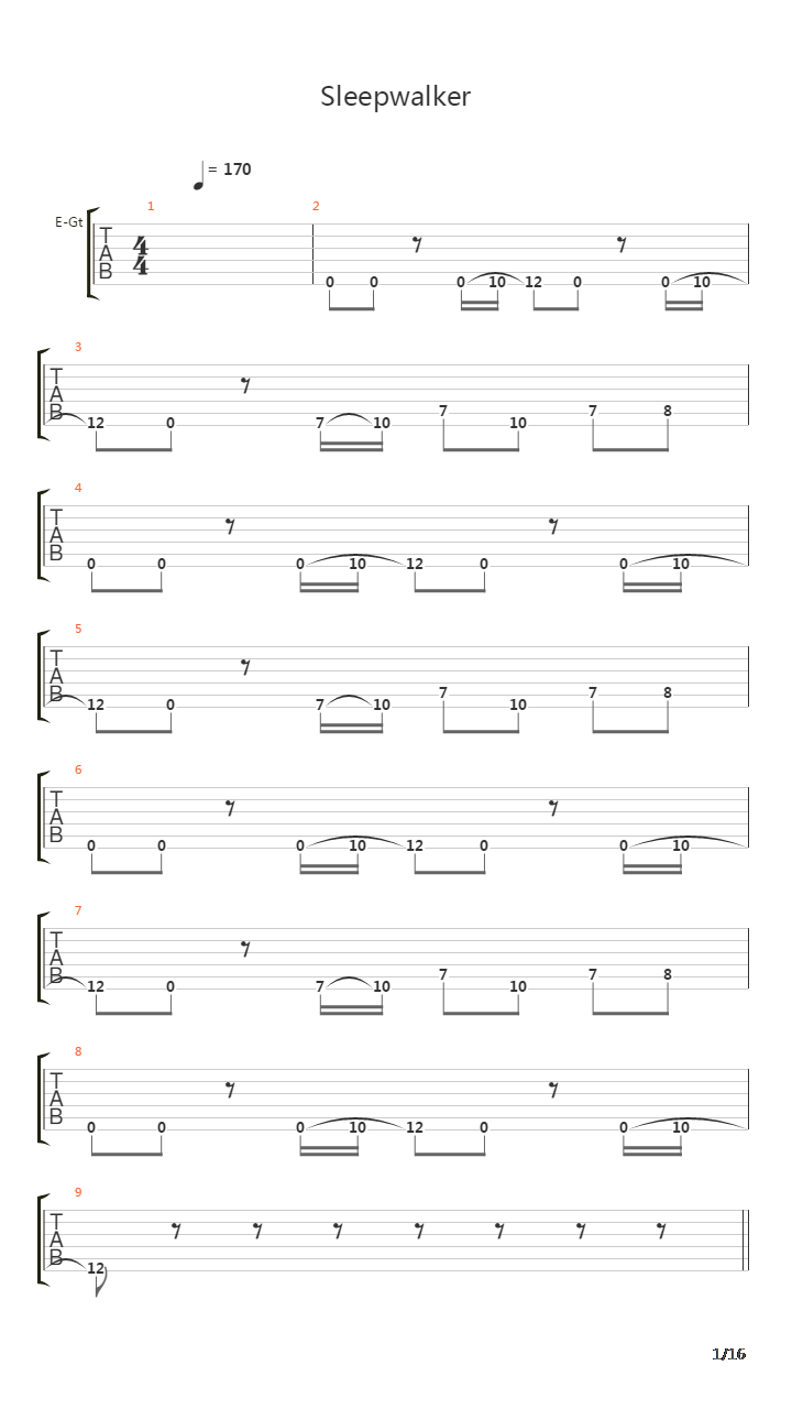 Sleepwalker吉他谱