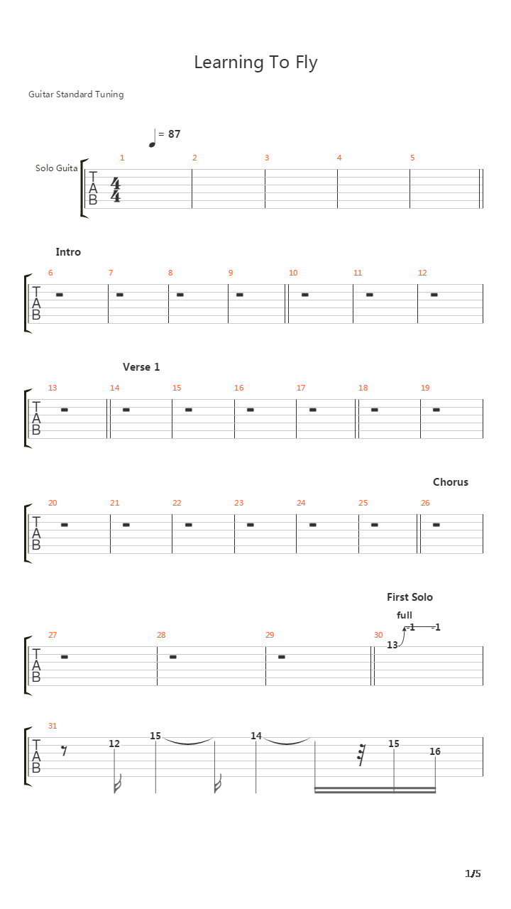 Learning To Fly吉他谱