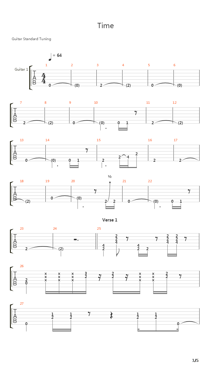 Time吉他谱