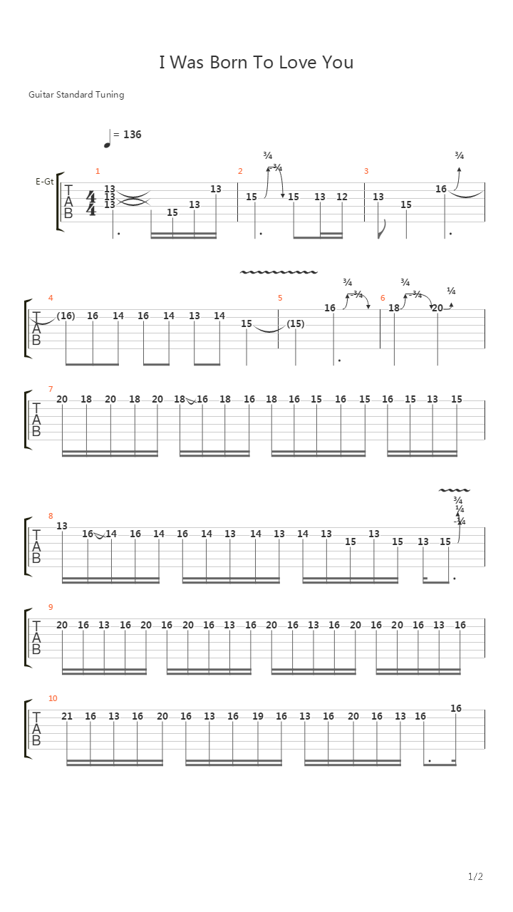I Was Born To Love You吉他谱