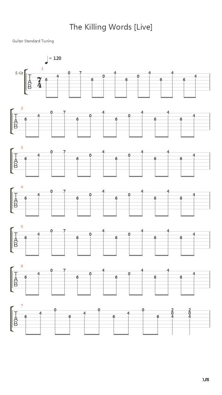 The Killing Words吉他谱