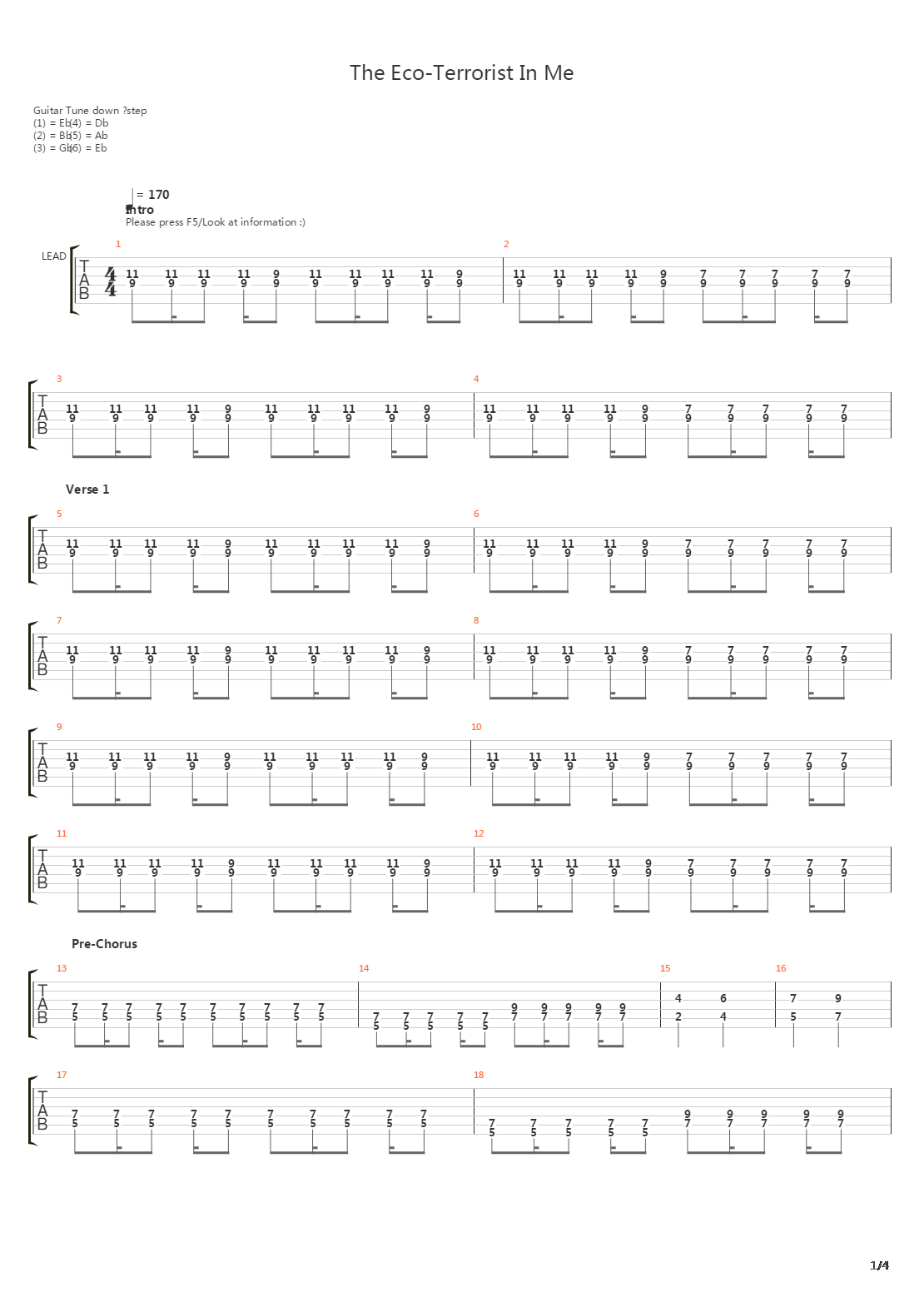 The Eco-Terrorist In Me吉他谱