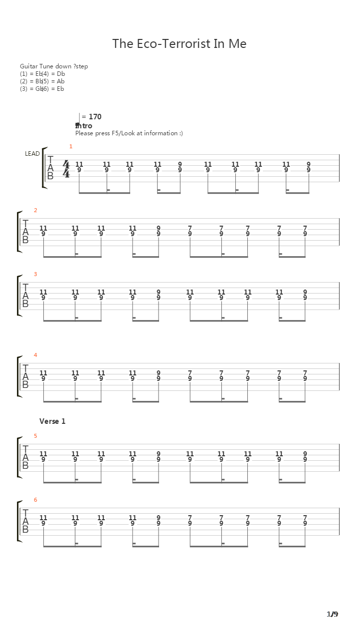 The Eco-Terrorist In Me吉他谱