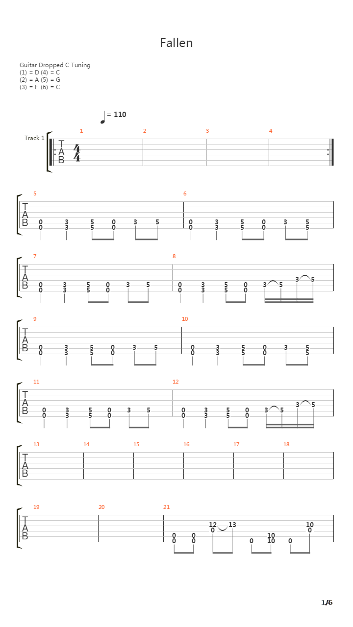 Fallen吉他谱